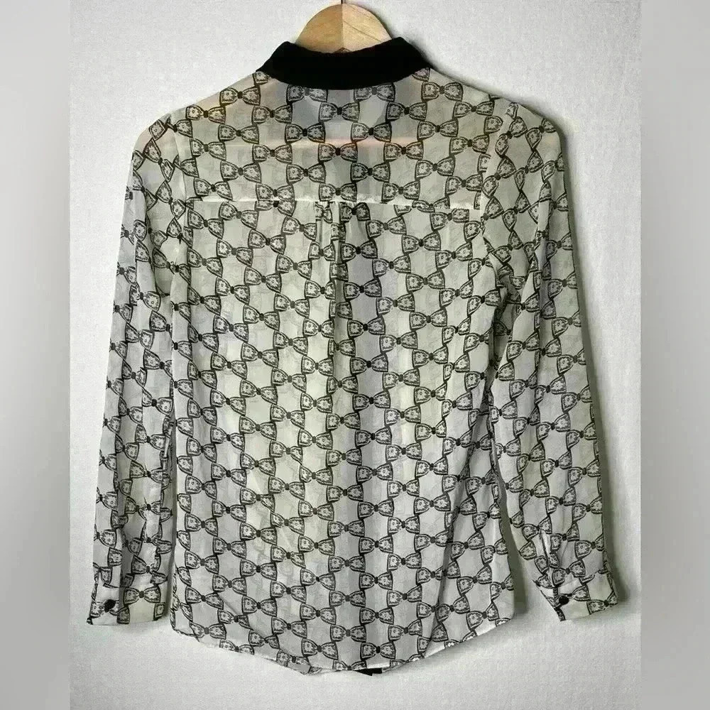 ASOS Bow Print Button Up Top Size 1 Petite - Picture 2 of 5